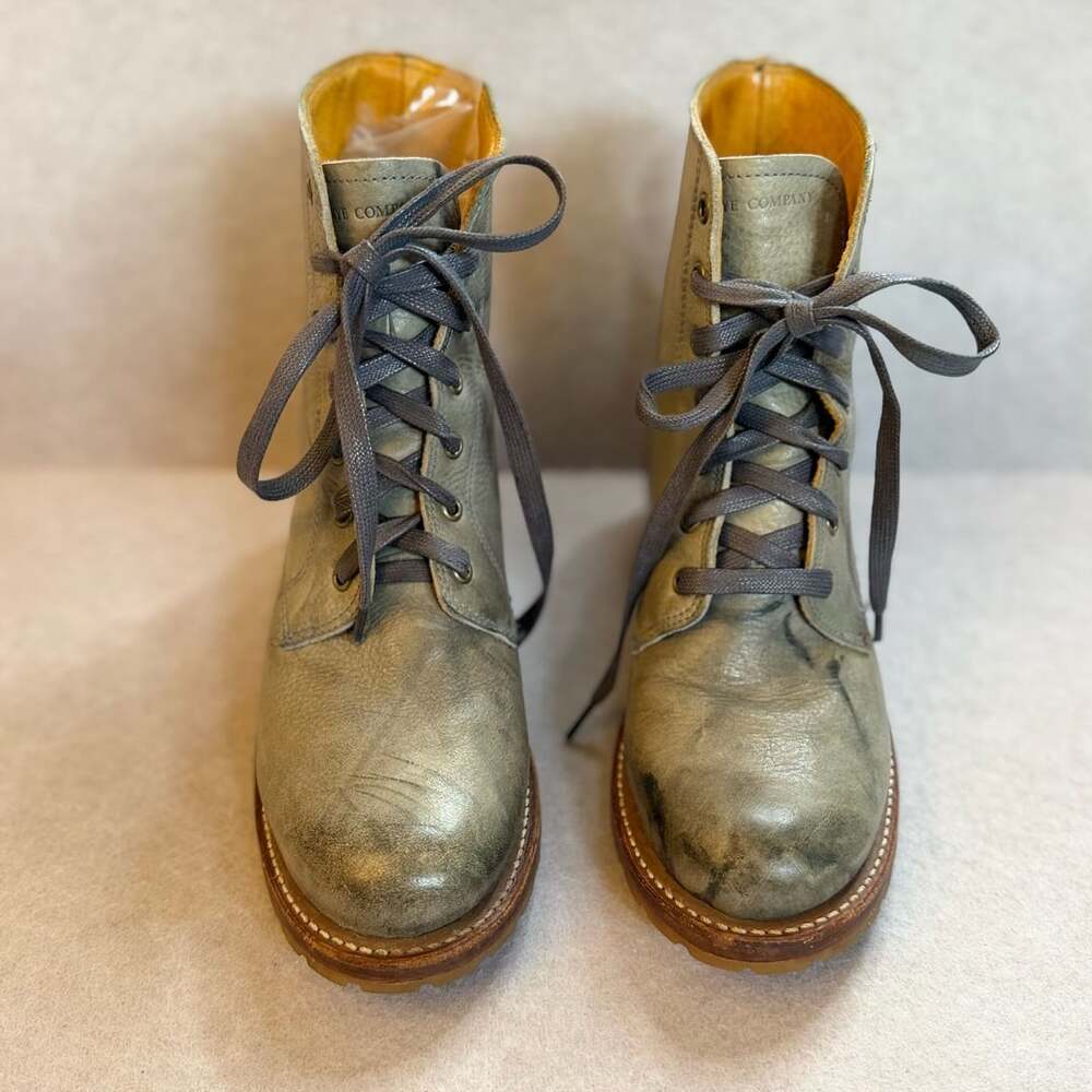 Frye Sabrina 6G Lace Up Boots Women 8.5 M Gray Leather Made USA